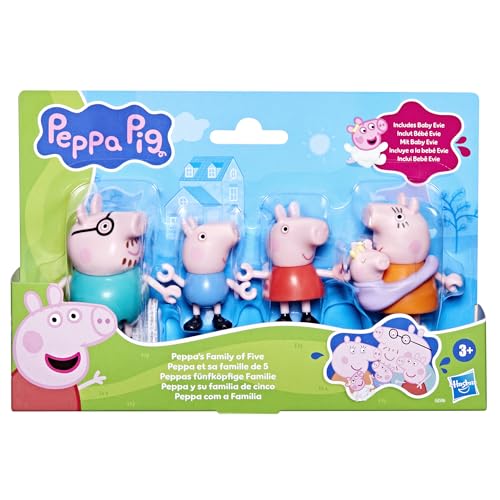 PEPPA PIG Peppa's Family of Five with Baby Evie, Poseable Figures Hold Hands, Preschool Toys for Girls and Boys 3 and Up by Peppa Pig - Image 2