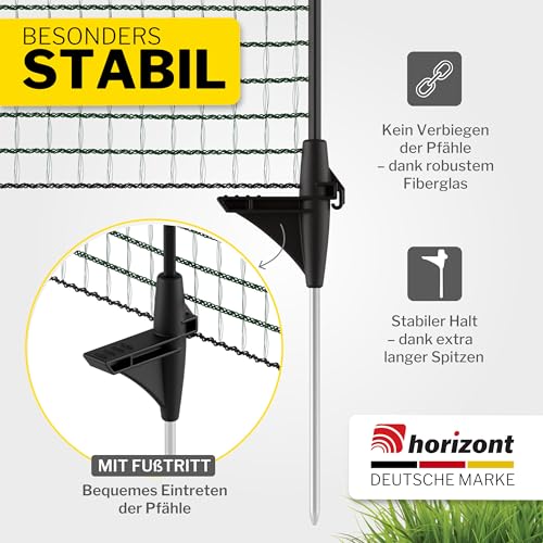 horizont Mobiler Hundezaun Flex 15m x 90cm, mit 9 separaten Pfählen