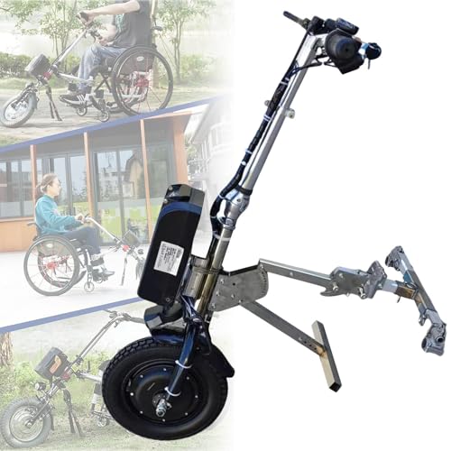 ポータブル車椅子牽引装置、電動ハンドサイクル車椅子アタッチメント、車椅子電動駆動ヘッド、48V/16AH バッテリー、走行距離 65km、12 インチホイール StandType