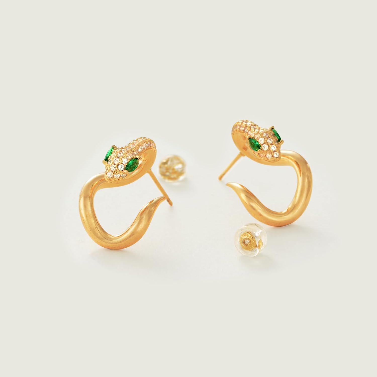 MEVECCO Dainty Snake Earrings Studs for Women - 18K Gold Plated Boho Small Tiny Minimalist Stud Earrings - Image 5