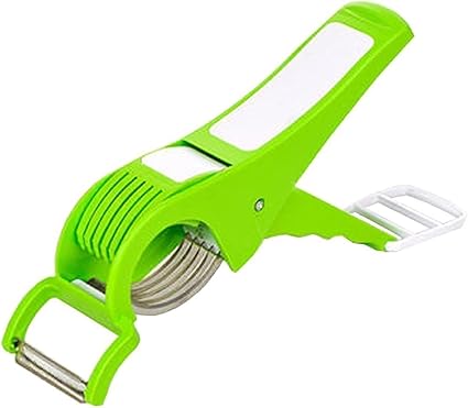 Homezy Plastic Multi Veg Cutter with Peeler 2 in 1 Vegetable Cutter Food Cutter Mirchi Cutter with Lock System for Vegetable and Fruit Cutter 5 Layer Stainless Steel Blade