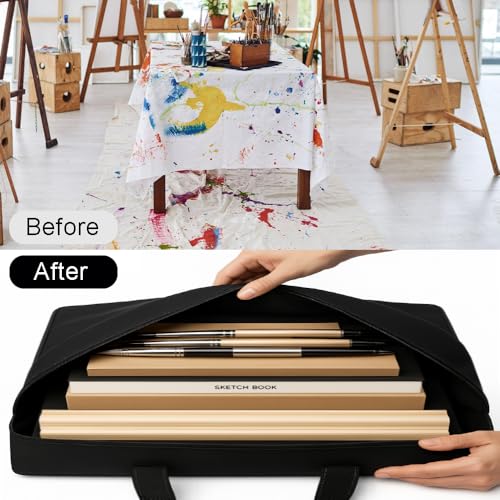 Image of OULIGET Large Size Art Portfolio Bag,24 x 36 inches Light Weight Board Poster Storage Bag,Waterproof Student Carry Transport Bag for Artwork Sketching Drawing