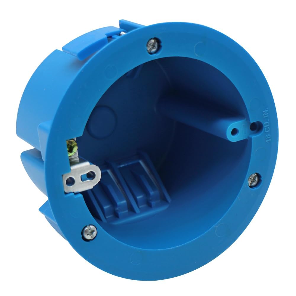 4'' Old Work Round Electrical Box,18 Cubic Inches Outlet Box,1-Gang PVC Round Ceiling Electrical Box for Old Work,Blue,ETL Listed(1 Pack)