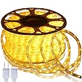 SURNIE 150FT LED Rope Lights Outdoor: Waterproof Flexible 110V 3000K Warm White LED String Light - Cuttable Connectable Clear Lighting Tube for Indoor Stairs Patio Garden Party Decor Use