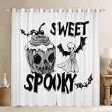 Photo Gallery feelingyou tenda per finestra a tema halloween vintage, motivo zucca fantasma, per bambini, ragazze, ragazzi, motivo pipistrelli neri, ragno con occhielli nella parte superiore (2 pannelli), 116 x 183 Photo Gallery feelingyou tenda per finestra a tema halloween vintage, motivo zucca fantasma, per bambini, ragazze, ragazzi, motivo pipistrelli neri, ragno con occhielli nella parte superiore (2 pannelli), 116 x 183