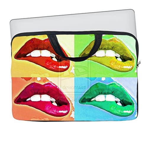 Image of TheSkinMantra Chain Laptop Sleeve Bag Compatible with Laptop /Macbooks /Chrombook /Notebook /Zbook (13.3 Inch (Handle), Hot Lips)