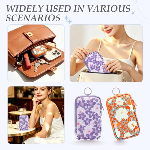 Image of KJQJLY 2 Pack Portable Tampon Organizer Bag Tampon Holder & Storage Case with Zipper for Travel, Discreet Period Bag for Purse, Waterproof Feminine Products Pouch for Women (Yellow & Purple)