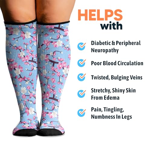 Image of Viasox Compression Socks for Women and Men, Knee High Socks 12-15 mmhg Circulation Support for Flight, Travel, Daily