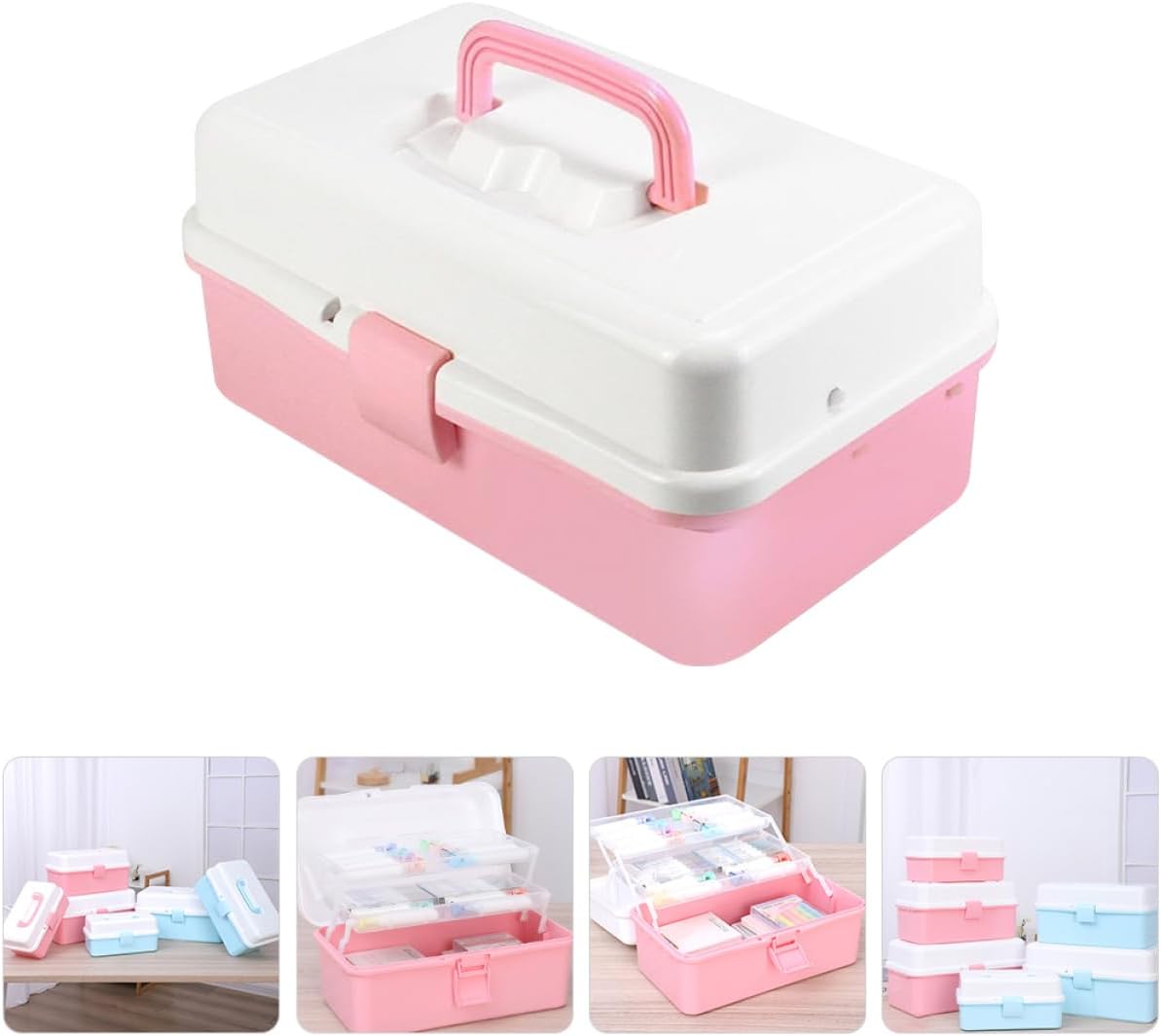 Art Tools Storage Container Craft Organizer Box for Painting Supplies Handheld Case for Home Rv Trips and Picnics