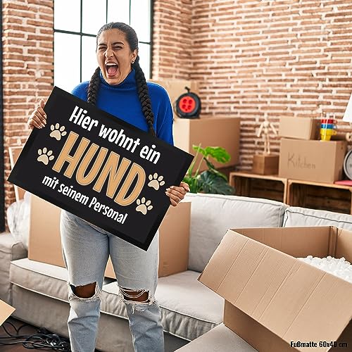 trendaffe - Fußmatte Hier wohnt EIN Hund mit seinem Personal