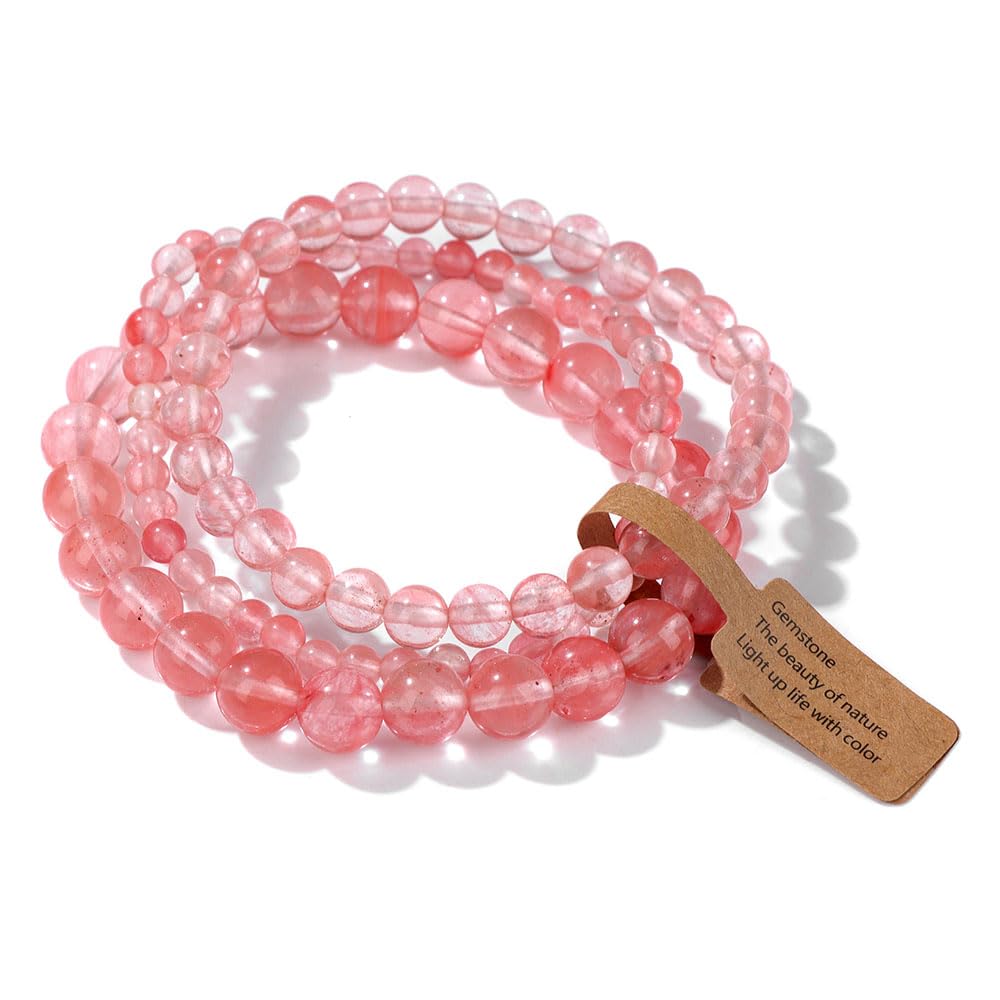 ILNCQLPM Chakra Bracelet,Natural Gemstone 3-Piece Set Crystal Bracelets， Fashion Reiki Yoga Set Bracelets ，Energy Gemstone Bracelets Jewellery For Men Women Watermelon Quartz