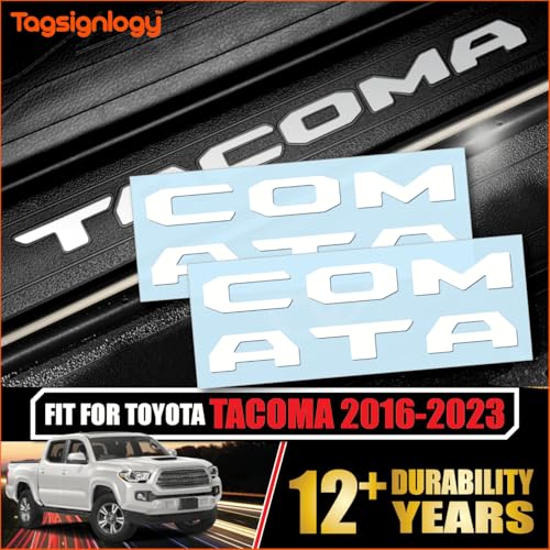 Image of Prime Series UV Weatherproof Vinyl Decals: Pair of Left and Right Front Door Sill Protector Letter Inserts fits Tacoma 2016-2023 (Matte White)
