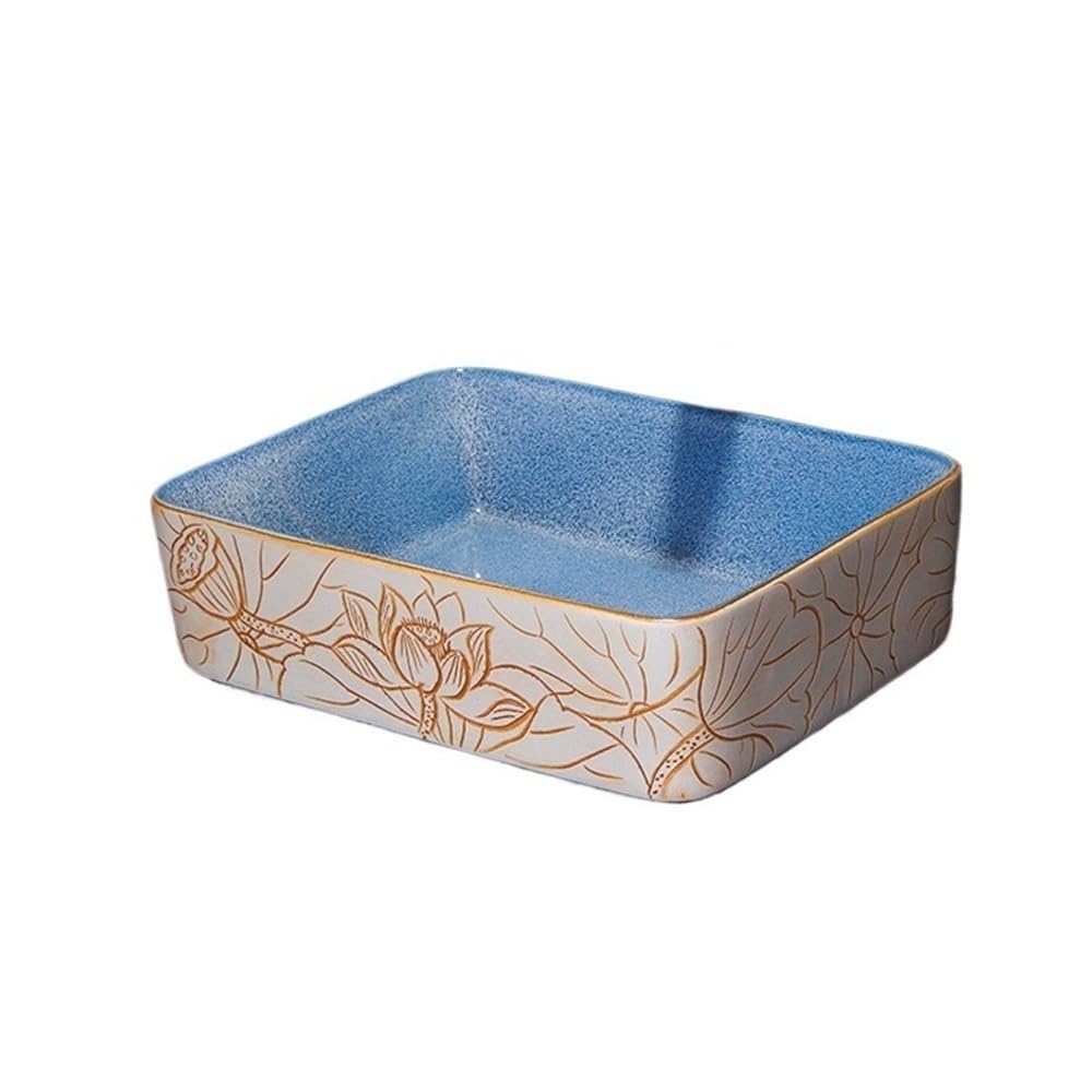 Sztuka umywalka retro ceramiczna umywalka nad blatem prostokątny apartament łazienka mycie twarzy sztuka umywalka umywalka