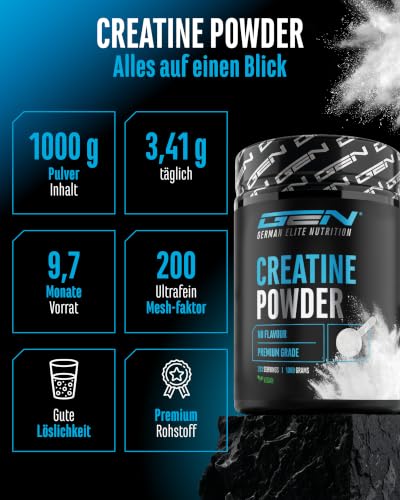 GEN GERMAN ELITE NUTRITION Creatin Monohydrat Pulver - 1 kg / 1000 g – Ansicht 2