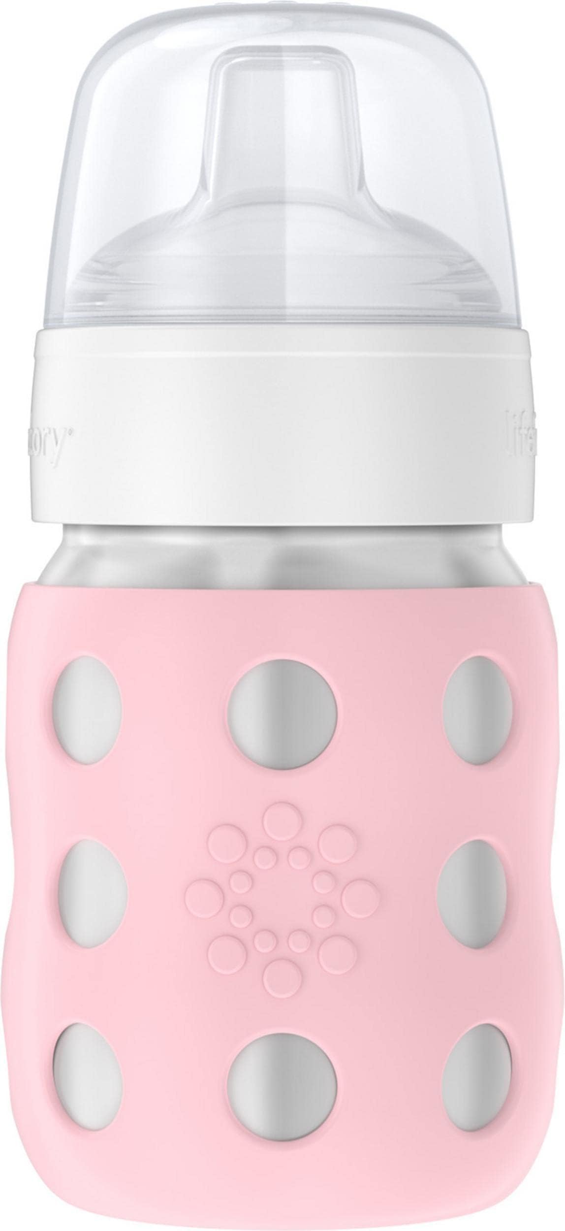 Lifefactory 8-Ounce Stainless-Steel Vacuum-Insulated Wide-Neck Baby Bottle with Sippy, Desert Rose (LS2251WDR4)