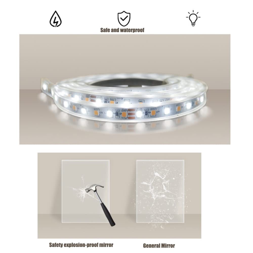 Amazon.co.jp: EMISOO 90cm 洗面所 LEDミラー 半円浴室鏡 壁掛け鏡