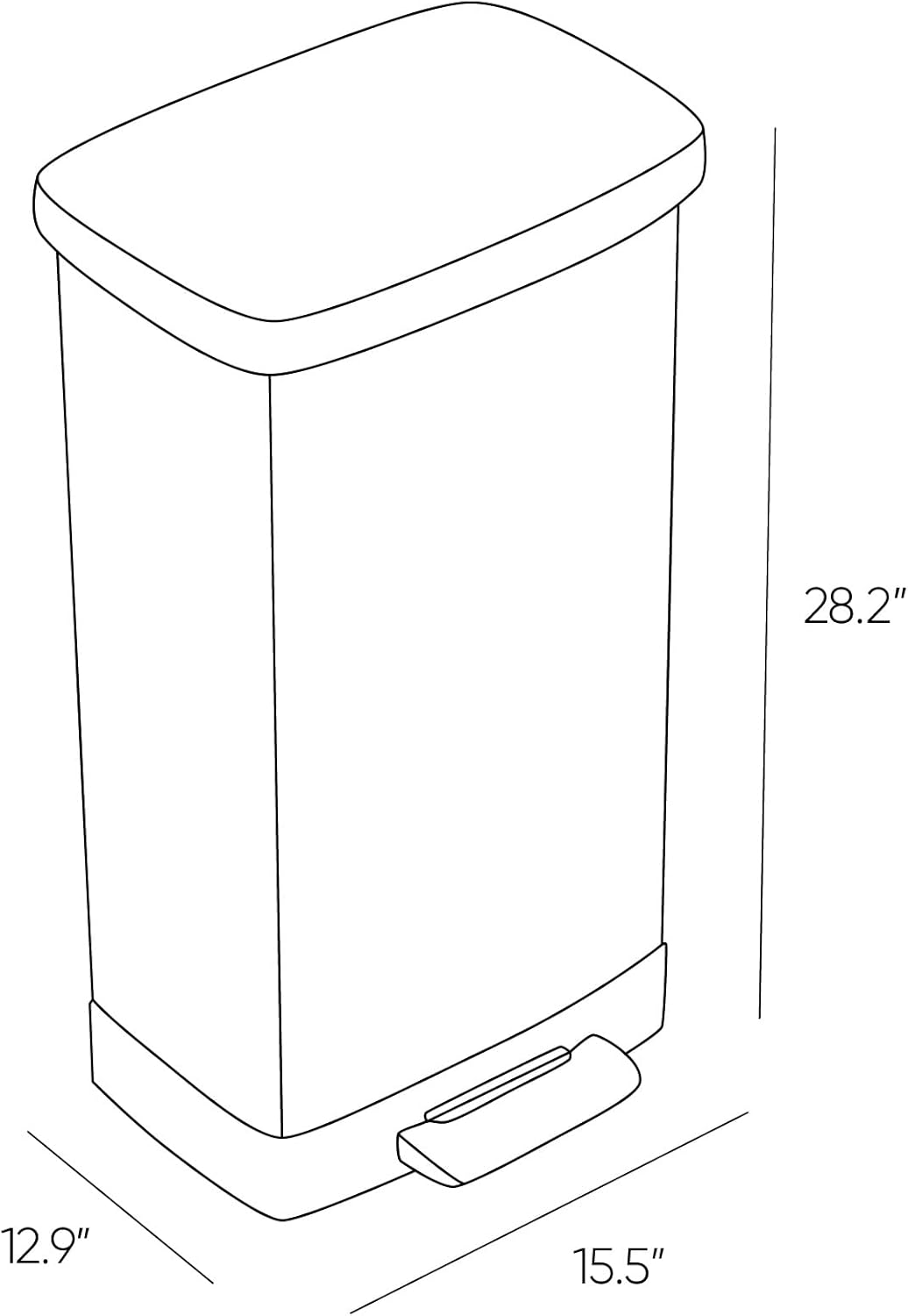 Curver Deco Bin 50 Liter Perfect for Household Use Indoor for Garbage Disposal, Black/Silver