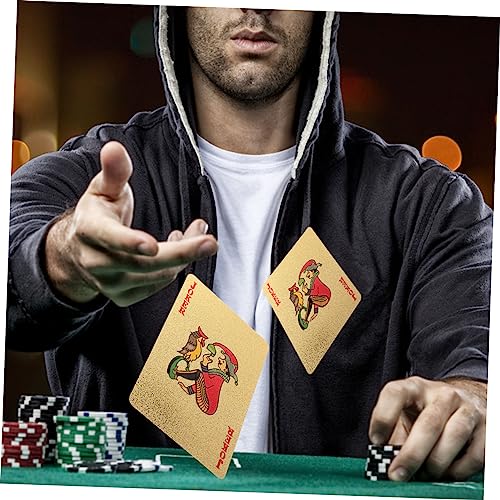BESTonZON 3stücke Goldene wasserdichte Pokerkarten Aus Hochwertiges Kartenspiel Für Partys Und Unterhaltung Für Texas Hold Und Andere Spiele Langlebig Und Leicht Zu Reinigen – Bild 5