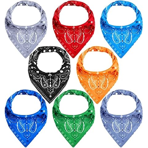 Jiuguva 8 Pack Adults Drool Bandana Bibs Paisley Soft Bibs Set Large Neutral Bibs Special Needs Bibs Set Absorbent Bibs Set for Men Women Elderly 8 Colors Cover