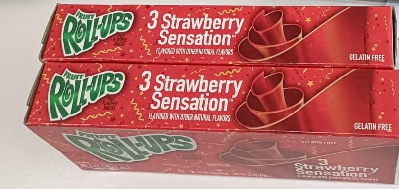 Fruit Roll-Ups, Strawberry Sensation, 3 Rolls, 42g, 2 Pack