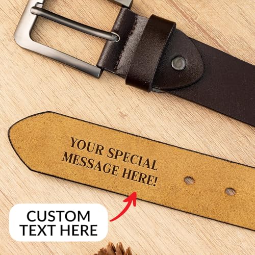 Custom Text Engraved Leather Belt, Your Special Message Here, Custom Engraved Leather Belt for Daddy, Husband, Boyfriend on Christmas, Anniversary, Birthday, Valentine2