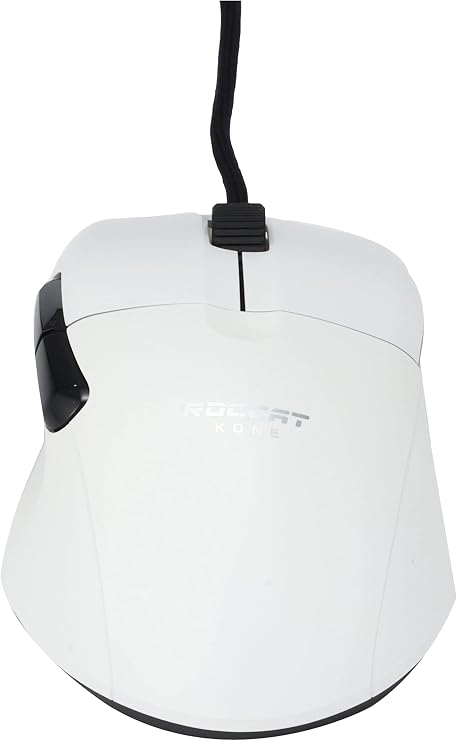 ROCCAT Kone Pro Wired Gaming Mouse, White/White, Optical/19K/Optical Switch/Side Buttons/Lightweight 2.3 oz 66 g, PTFE/Reflex/RGB, German Design