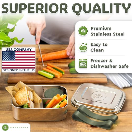 Image of Stainless Steel Bento Box + Condiment Container - Sage, 27oz / 0.8 L