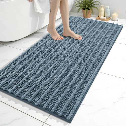 Image of Arotive Luxury Bathroom Ruuner Rugs 47x24, Extra Soft Thick Absorbent Shaggy Chenille Bath Rugs, Machine Wash Dry, Bath Mats for Bathroom Floor, Tub and Shower, Home Decor Accessories, Smoky Gray