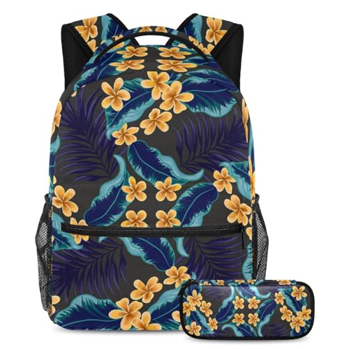 Sac à dos multicolore ensemble avec trousse au motif imprimé Red Plum Silhouette
