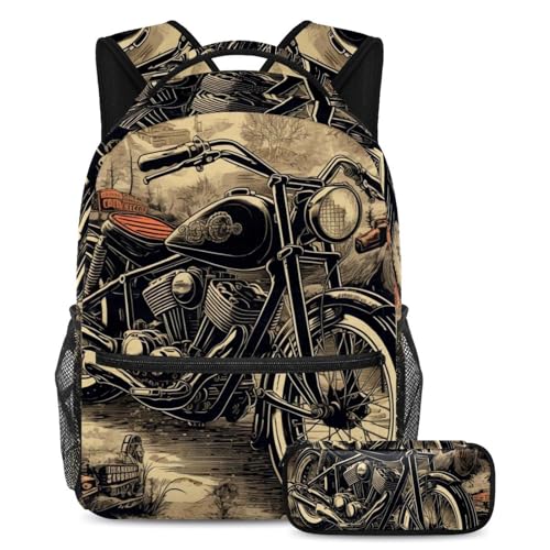 Sac à dos moto vintage grand modèle idéal pour le collège et le lycée