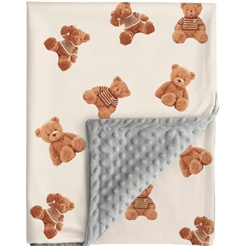 FIGEPO Bear and Buffalo Check Plaid Baby Blanket Gender Neutral