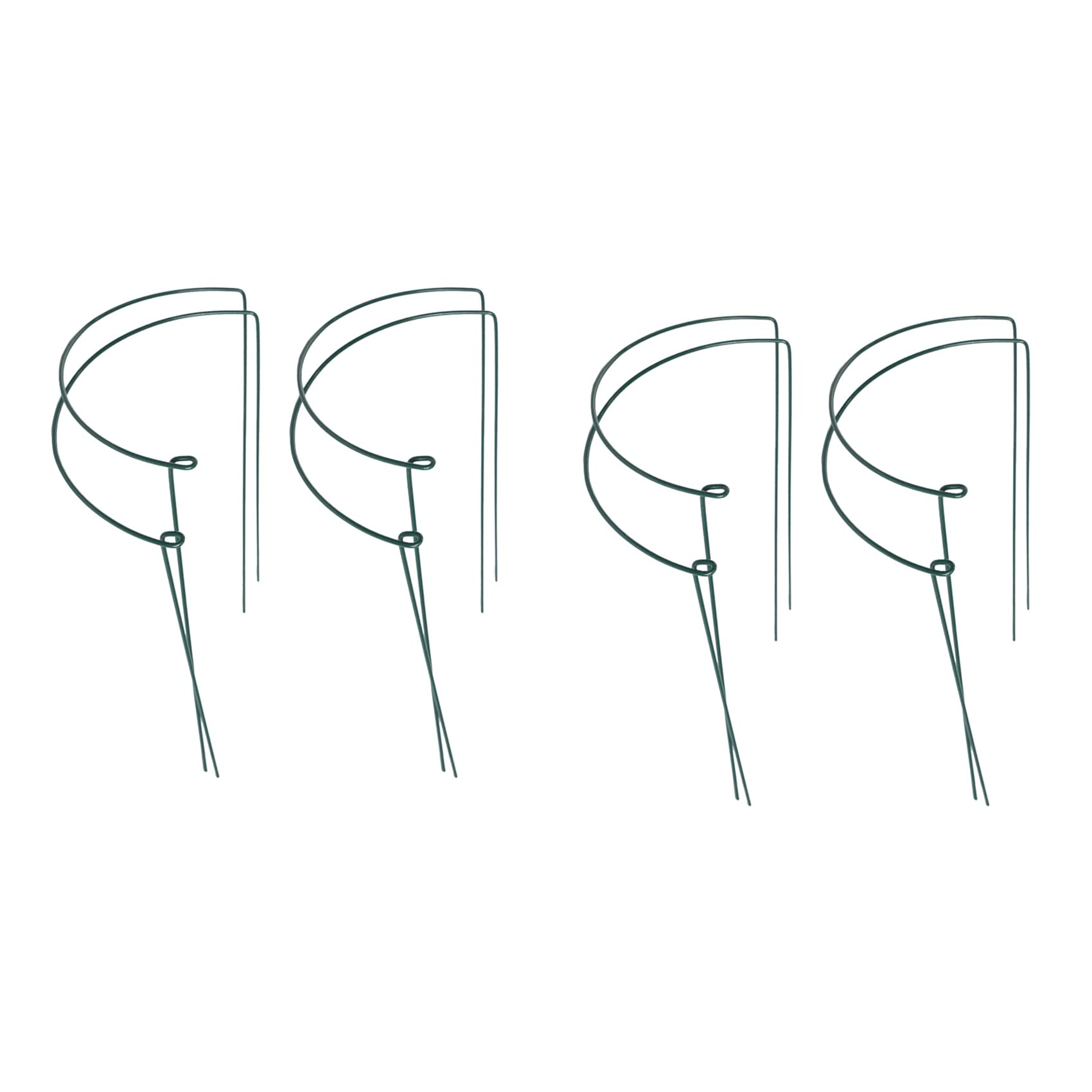 Jnchdghwa Green 8 Pcs Plant Support Stakes Ring Cage Metal Garden Plant Stake Half Round Plant Support Ring Large Plant Supports