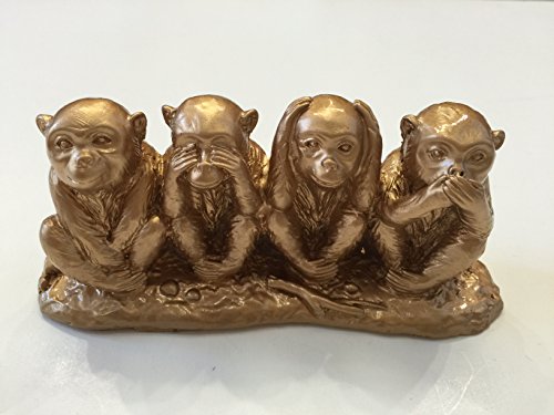 Estatua feng shui Cuatro Monos Dorados miniatura 2