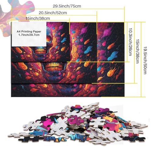 Mini puzzle de calavera de fuego contra el estrés: 1000 piezas de ajuste perfecto 5