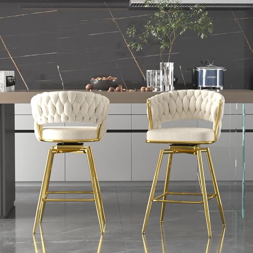 Swivel-Bar-Stools-Set-of-2-Modern-360-Swivel-Bar-Stools-23-inch-Modern-Bar-Chairs-with-Woven-Back-Footrest-Counter-Height-Bar-Stools-for-Kitchen-Island-Cafe-Bar-Wet-Counter Swivel Bar Stools Set of 2 Modern 360 Swivel Bar Stools 23 inch Modern Bar Chairs with Woven Back Footrest Counter Height Bar Stools for Kitchen Island Cafe Bar Wet Counter