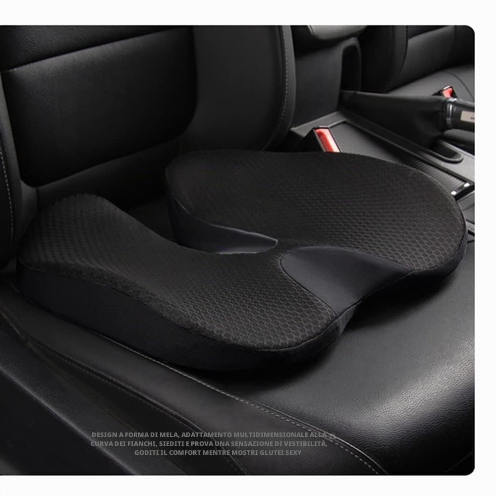 Cuscino auto, memory foam ortopedico, cuscino prostata, coccige, sciatica, schienale, comfort, sedia, auto
