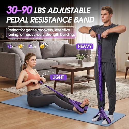 Image of Upgraded Pedal Resistance Band with Handle, 3-Tube Adjustable for Workout