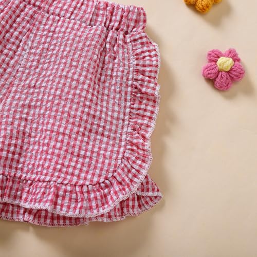 Toddler Baby Girl Ruffle Shorts Gingham Plaid/Solid Elastic Waist Shorts Pants Bottoms Casual Summer Outfit4