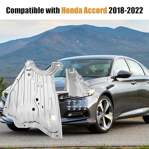 Image of Engine Splash Guard Shield Under Car Shield Cover Compatible with Honda Accord 2018 2019 2020 2019 2022 Replace 74116TVAA00 74116-TVA-A00 Engine Splash Guard,Aluminum Engine Case Guard