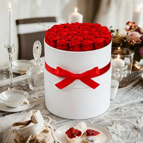 27 Forever Roses in Luxury White Box, Eternal Real Roses Birthday Gifts for Women, Preserved Flowers for Delivery Prime, Anniversary, Valentine's Day, Mothers Day for Mom (Red) - Image 6