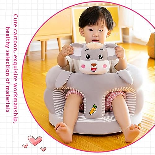Image of Baby Seat Baby Sit up Chair Cartoon Animals Plush Sofa Seat Toddler Baby Learn to Sit up Chair Sofa Washable Cover for Back Head Support Sitting Infant Seat