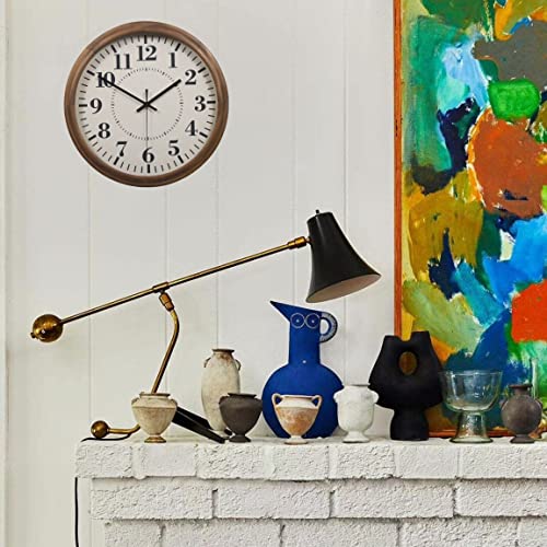 Nuliping Wall Clock For Living Room Decor Non-Ticking Silent Clock With Battery Operated Solid Wood Frame Rustic Clock For Bedroom Home Office School 13.7 Inch (Walnut Brown) #TOP6