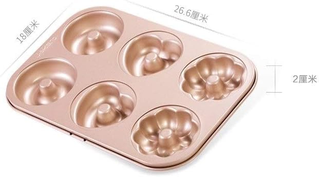 Cake Mold 6 Cup Non-stick Muffin Cake Baking Mold Egg Tart Bread Bake Mold Baking Pan Gold Round Donut (Color : Gold Size : D)