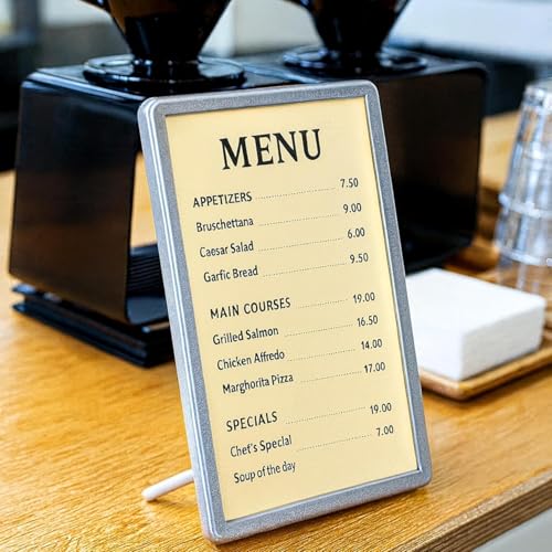 Image of QAILUX LED Sign Board for Advertising | Ultra Slim Display Frame for Restaurants, Cafes, and Cinemas | Glass Desktop Menu Holder with LED Light (A5 (5.8x8.3inc))