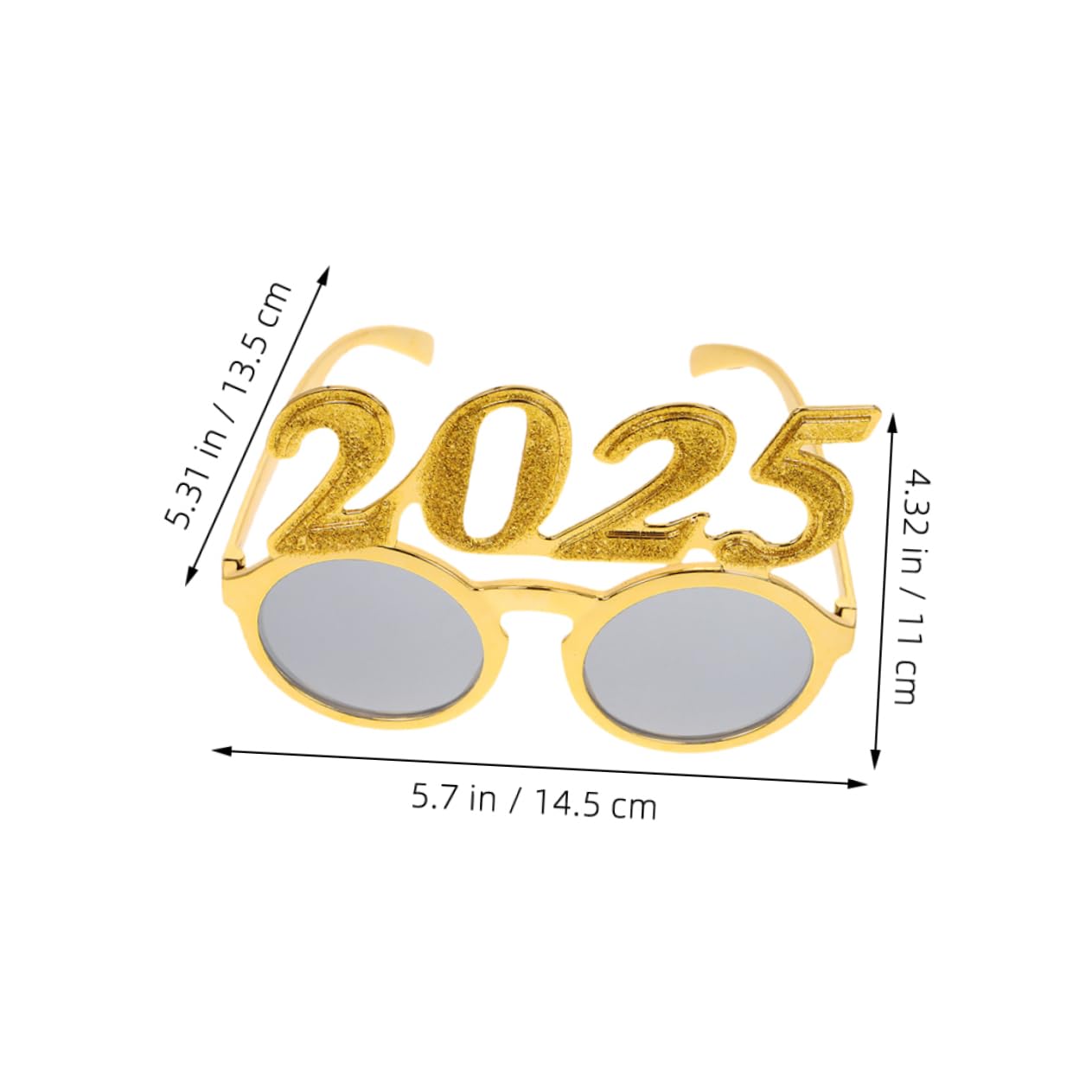 OUNONA Unique Graduation Photo Props 4pcs Year Eve Glasses 2025 in Neon Colors for Party Favors