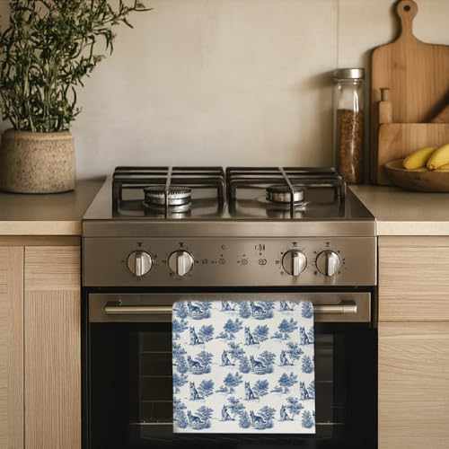Image of German Shepherd Kitchen & Hand Towel for Dog Lovers, Chinoiserie German Shepherd Dish & Tea Towels, Farmhouse Dog Mom Gifts for Women, 16x24 Inch