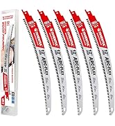 5 Pack 12inch 6TPI Japanese Teeth Reciprocating Saw Blades,Curved Edge Wood Pruning Saw Blades fo...