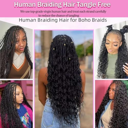 WENYU Human Braiding Hair 100g Deep Wave Bulk Human Hair for Braiding No Weft Bundle Brazilian Virgin Curly Human Hair Extensions for Boho Braids Curly Human Hair Braiding Hair (Deep Wave, 18 Inch) - Image 3