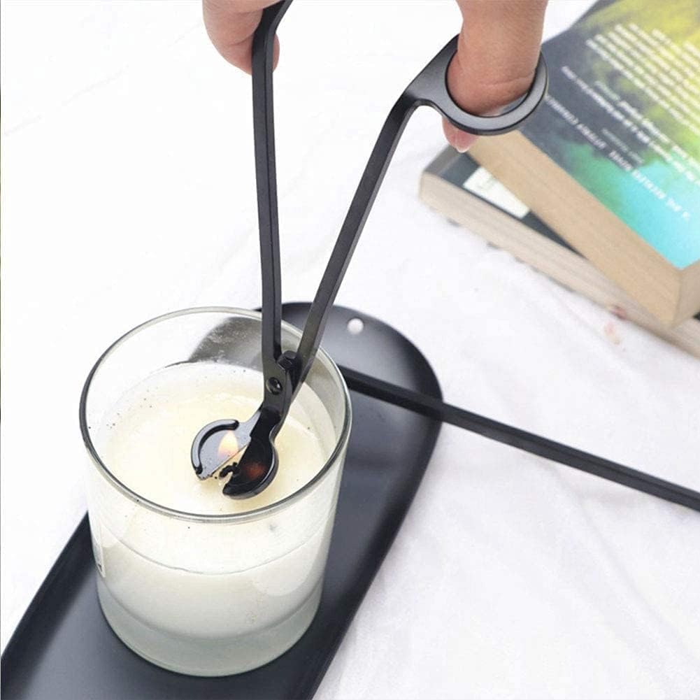 4 Pezzi Set di Accessori per Utensili per Candele, Trimmer per stoppino, mestolo per stoppino, spegnicandela e Vassoio portaoggetti per stoppino per Candela (Nero)