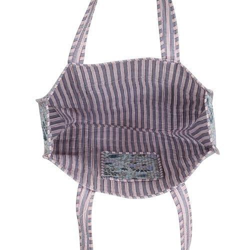 Image of Cotton Tiger Block Print Tote Bag, Indian Handmade Shopping Shoulder Bag, Unisex Market Daily Use